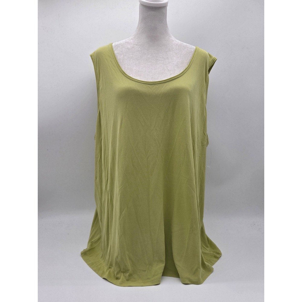 Eileen Fisher Woman 3X Green 100% Silk Sleeveless Tunic Top 101-903